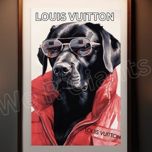 Louis Vuttion Animal Theme Art- Black Lab Wall Art 11x17